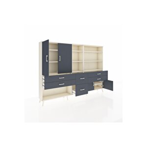 Arges Dolap 10 Raflı 6 Çekmeceli 4 Kapaklı 220x30x163 Aytaşı-antrasit