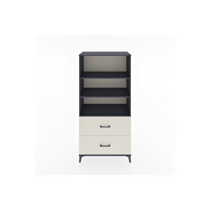 Hyperion Dolap 3 Raflı 2 Çekmeceli 88x44x182 Antrasit-aytaşı