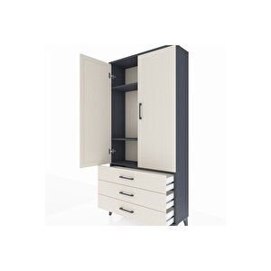Arges Dolap 3 Raflı 3 Çekmeceli 2 Kapaklı 88x30x182 Antrasit-aytaşı