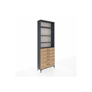 Arges Dolap 4 Raflı 5 Çekmeceli 88x30x243 Antrasit-çam