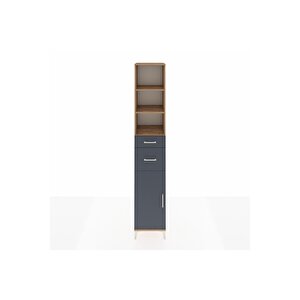 Hyperion Dolap 4 Raflı 2 Çekmeceli Tek Kapaklı 44x44x243 Çam-antrasit