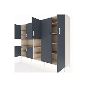 Hyperion Dolap 13 Raflı 7 Kapaklı 220x44x163 Aytaşı-antrasit/çam