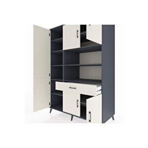 Kronos Dolap 10 Raflı Tek Çekmeceli 6 Kapaklı 132x59x195 Antrasit-aytaşı/aytaşı