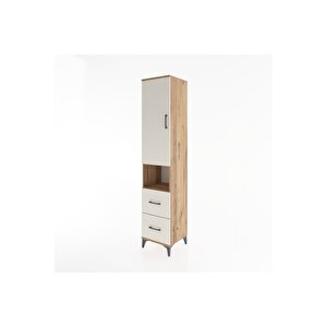 Hyperion Dolap 4 Raflı 2 Çekmeceli Tek Kapaklı 44x44x221 Çam-aytaşı