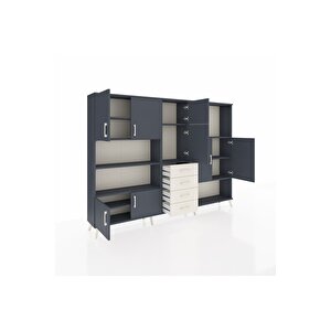 Arges Dolap 10 Raflı 4 Çekmeceli 8 Kapaklı 220x30x163 Antrasit-antrasit/aytaşı