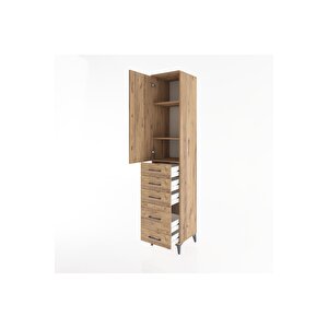 Hyperion Dolap 3 Raflı 5 Çekmeceli Tek Kapaklı 44x44x221 Çam-çam