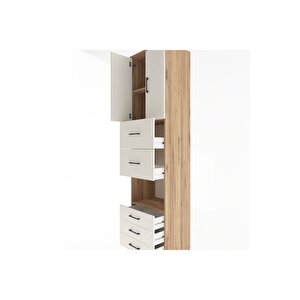 Hyperion Dolap 3 Raflı 5 Çekmeceli 2 Kapaklı 60x44x243 Çam-aytaşı
