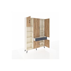 Arges Dolap 8 Raflı Tek Çekmeceli 5 Kapaklı 132x30x195 Aytaşı-çam/antrasit