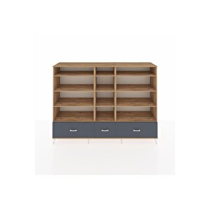 Hyperion Dolap 12 Raflı 3 Çekmeceli  220x44x163 Çam-çam/antrasit