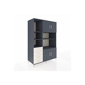 Kronos Dolap 8 Raflı 4 Çekmeceli 4 Kapaklı 132x59x195 Antrasit-antrasit/aytaşı