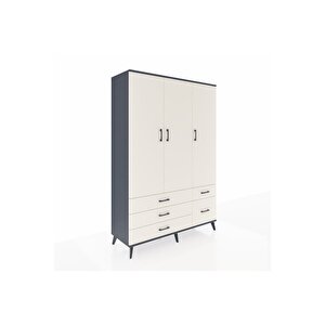 Hyperion Gardrop 5 Raflı 5 Çekmeceli Tek Askılı 132x44x195 Antrasit-aytaşı