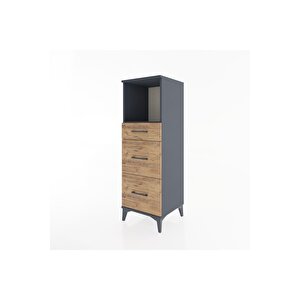 Hyperion Dolap Tek Raflı 3 Çekmeceli 44x44x134 Antrasit-çam