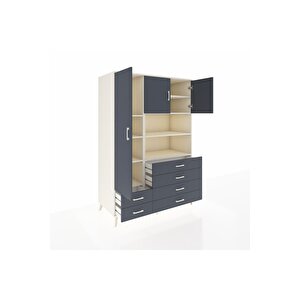 Kronos Dolap 8 Raflı 6 Çekmeceli 3 Kapaklı 132x59x195 Aytaşı-antrasit/antrasit