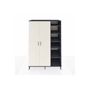 Kronos Dolap 7 Raflı 2 Kapaklı Tek Askılı 132x59x195 Antrasit-aytaşı/antrasit