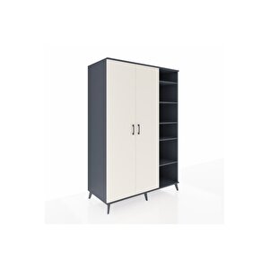 Kronos Dolap 7 Raflı 2 Kapaklı Tek Askılı 132x59x195 Antrasit-aytaşı/antrasit