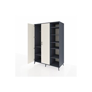 Kronos Dolap 7 Raflı 2 Kapaklı Tek Askılı 132x59x195 Antrasit-aytaşı/antrasit