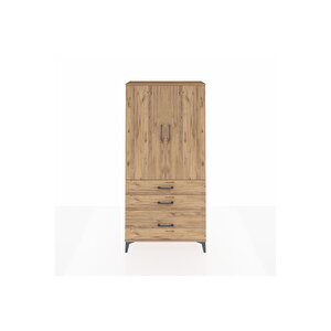 Arges Dolap 3 Raflı 3 Çekmeceli 2 Kapaklı 88x30x182 Çam-çam