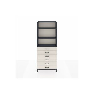 Arges Dolap 3 Raflı 6 Çekmeceli 88x30x221 Antrasit-aytaşı
