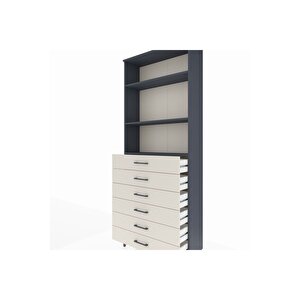 Arges Dolap 3 Raflı 6 Çekmeceli 88x30x221 Antrasit-aytaşı