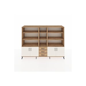 Hyperion Dolap 11 Raflı 3 Çekmeceli 4 Kapaklı 220x44x163 Çam-aytaşı/çam