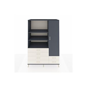 Kronos Dolap 7 Raflı 6 Çekmeceli Tek Kapaklı  132x59x195 Antrasit-antrasit/aytaşı