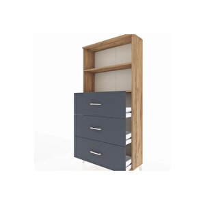 Arges Dolap 2 Raflı 3 Çekmeceli 88x30x182 Çam-antrasit