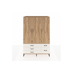 Kronos Dolap 5 Raflı 5 Çekmeceli Tek Askılı 132x59x195 Çam-çam/aytaşı