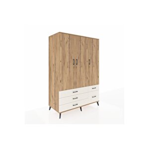 Kronos Dolap 5 Raflı 5 Çekmeceli Tek Askılı 132x59x195 Çam-çam/aytaşı