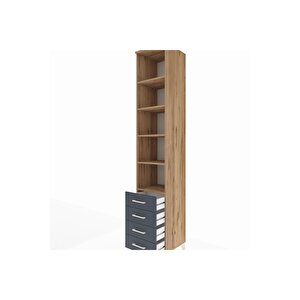 Hyperion Dolap 5 Raflı 4 Çekmeceli 44x44x243 Çam-antrasit