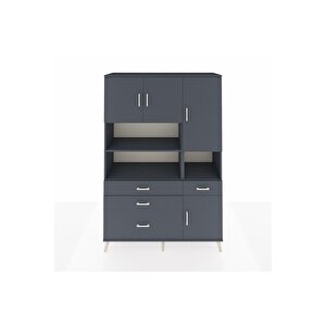 Hyperion Gardrop 9 Raflı 4 Çekmeceli 4 Kapaklı 132x44x195 Antrasit-antrasit