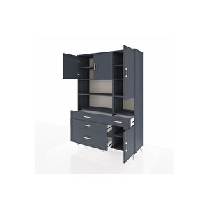 Hyperion Gardrop 9 Raflı 4 Çekmeceli 4 Kapaklı 132x44x195 Antrasit-antrasit