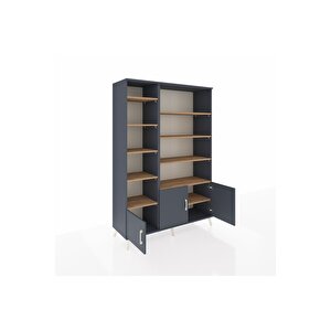 Hyperion Dolap 10 Raflı 3 Kapaklı 132x44x195 Antrasit-antrasit/çam