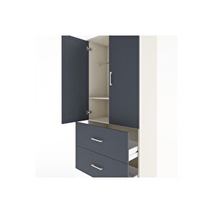 Hyperion Dolap 2 Raflı 2 Çekmeceli 2 Kapaklı 88x44x195 Aytaşı-antrasit