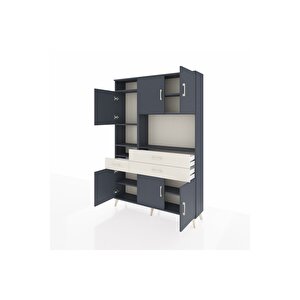 Arges Dolap 9 Raflı 3 Çekmeceli 6 Kapaklı 132x30x195 Antrasit-antrasit/aytaşı