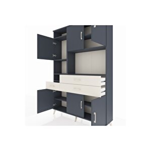 Arges Dolap 9 Raflı 3 Çekmeceli 6 Kapaklı 132x30x195 Antrasit-antrasit/aytaşı