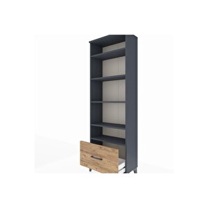 Arges Dolap 5 Raflı Tek Çekmeceli 60x30x182 Antrasit-çam