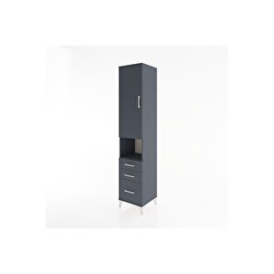 Hyperion Dolap 3 Raflı 3 Çekmeceli Tek Askılı 44x44x221 Antrasit-antrasit