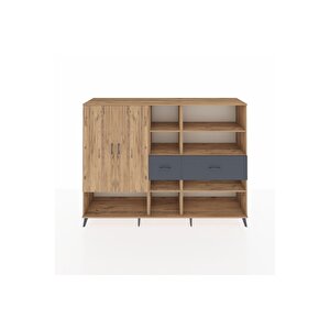 Hyperion Dolap 10 Raflı 2 Çekmeceli 2 Kapaklı 220x44x163 Çam-çam/antrasit