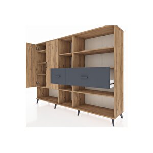 Hyperion Dolap 10 Raflı 2 Çekmeceli 2 Kapaklı 220x44x163 Çam-çam/antrasit