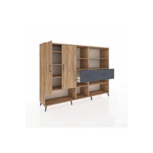 Hyperion Dolap 10 Raflı 2 Çekmeceli 2 Kapaklı 220x44x163 Çam-çam/antrasit