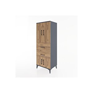 Hyperion Dolap 3 Raflı 2 Çekmeceli 4 Kapaklı 60x44x163 Antrasit-çam