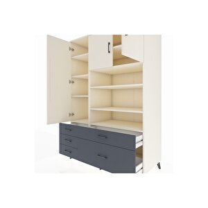 Kronos Dolap 9 Raflı 5 Çekmeceli 3 Kapaklı 132x59x195 Aytaşı-aytaşı/antrasit