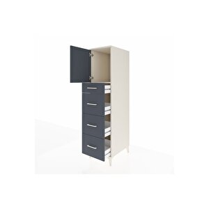 Kronos Dolap Tek Raflı 4 Çekmeceli Tek Kapaklı 44x59x182 Aytaşı-antrasit