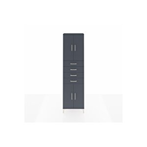 Arges Dolap 3 Raflı 4 Çekmeceli 4 Kapaklı 60x30x221 Antrasit-antrasit