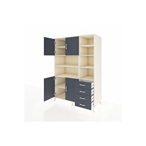 Kronos Dolap 9 Raflı 4 Çekmeceli 4 Kapaklı 132x59x195 Aytaşı-antrasit/antrasit