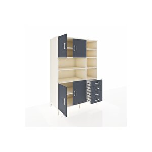 Kronos Dolap 9 Raflı 4 Çekmeceli 4 Kapaklı 132x59x195 Aytaşı-antrasit/antrasit