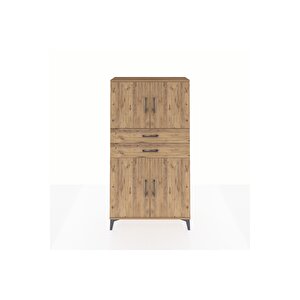 Arges Dolap 3 Raflı 2 Çekmeceli 4 Kapaklı 88x30x163 Çam-çam