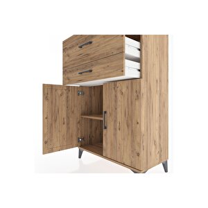 Hyperion Dolap Tek Raflı 2 Çekmeceli 2 Kapaklı 88x44x134 Çam-çam