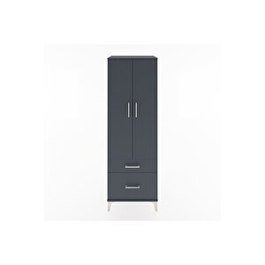 Hyperion Dolap 4 Raflı 2 Çekmeceli 2 Kapaklı 60x44x182 Antrasit-antrasit