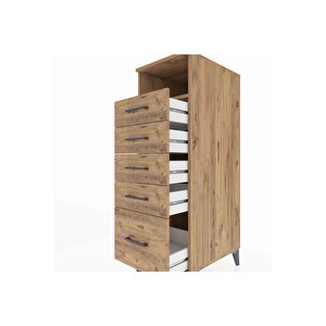 Kronos Dolap Tek Raflı 5 Çekmeceli 44x59x134 Çam-çam